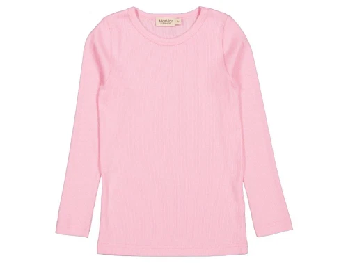 Lyserød langærmet basis t-shirt i ribkvalitet fra Mar Mar Copenhagen 252-115-32 pink blossom